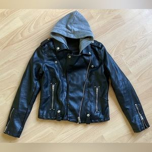 BlankNYC faux leather jacket with detachable hood